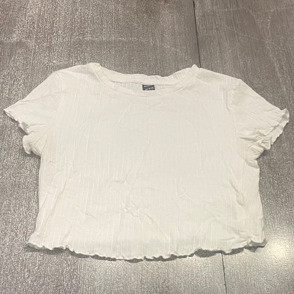 White Textured Crop Top